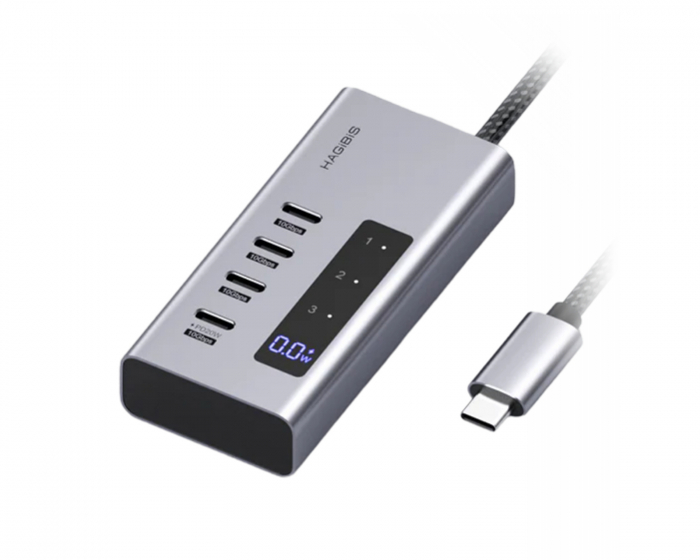 Hagibis USB-C-hub med Ladestation og LED-skærm