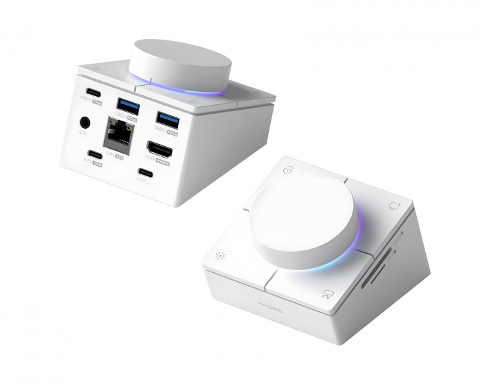 Hagibis USB-C-hub med Drejeknap og Genvejsknapper – 2,5G Ethernet-port – Hvid