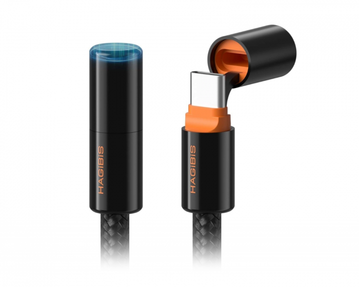 Hagibis USB-C 240W Hurtigopladningskabel 1.2m - Sort Orange