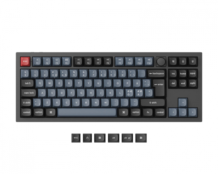 Keychron Q3 Pro Hotswap Knob ISO Tastatur – Sort [K Pro Red]