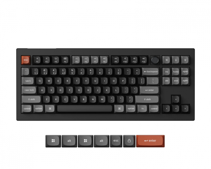 Keychron V3 Ultra 8K Hotswap Knob Trådløst ISO Tastatur - Sort [Silk POM Banana]