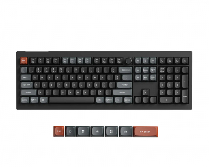 Keychron V6 Ultra 8K Hotswap Knob Trådløst ISO Tastatur - Sort [Silk POM Brown]