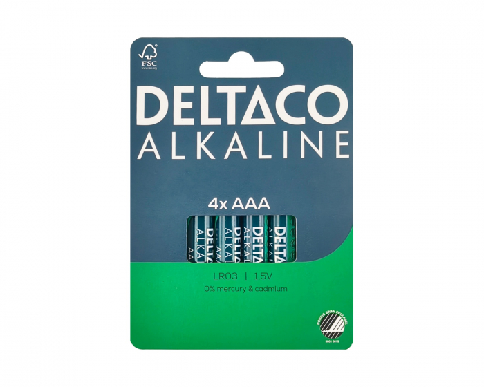Deltaco AAA alkaliske batterier 4-pak