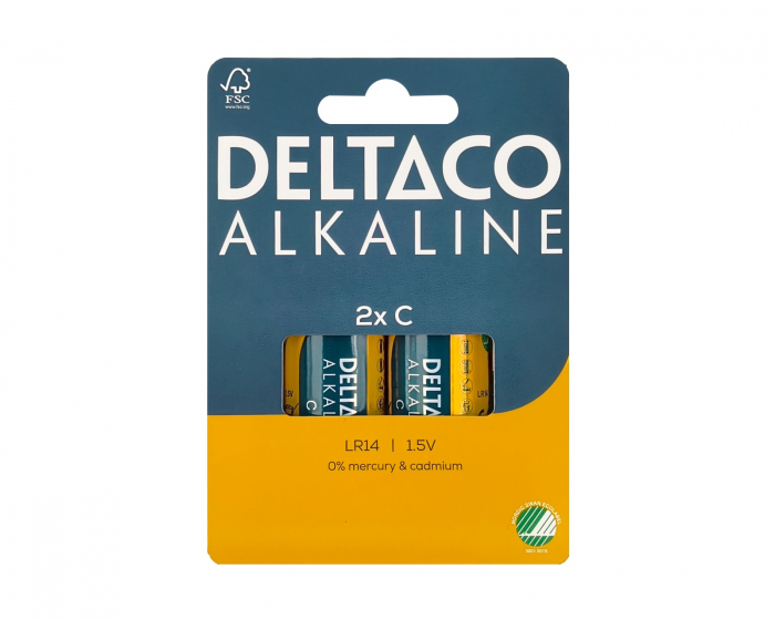 Deltaco C/LR14 Alkaline batteri 2-pak