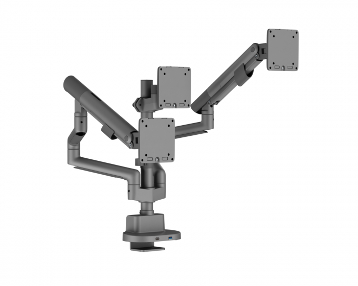 MaxMount Monitorarm med USB-A & USB-C Porte - 3 Skærmar - 17-27