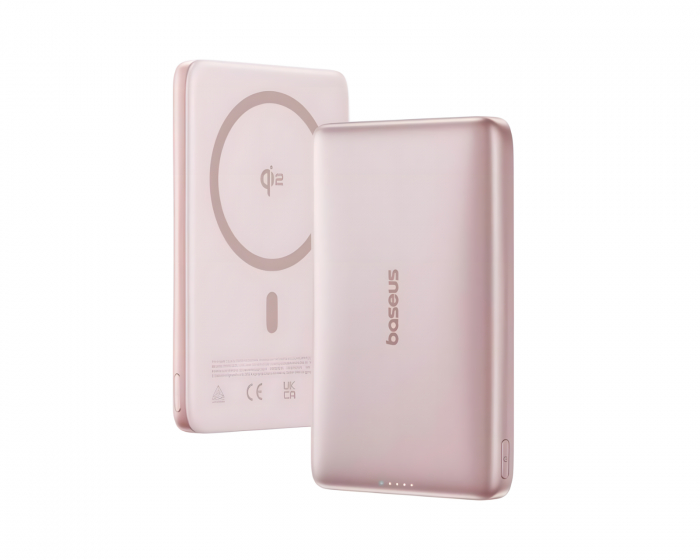 Baseus PicoGo AM41 Ultraslank Qi2 Magnetisk Powerbank 27W 10000mAh - Rosa