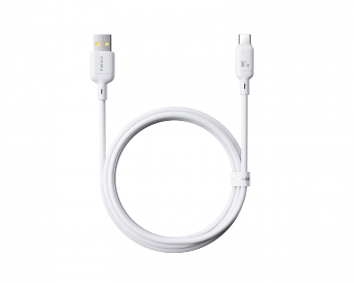 Baseus Silky Series Hurtigopladning Kabel USB til Type-C 100W - 1m - Hvid