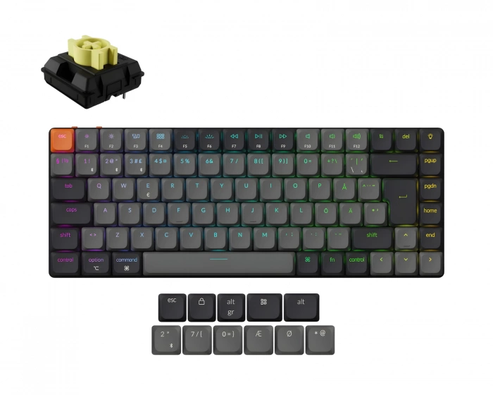 Keychron K3v3 Low Profile QMK Trådløst Tastatur [Gateron Banana] - Lysegrå