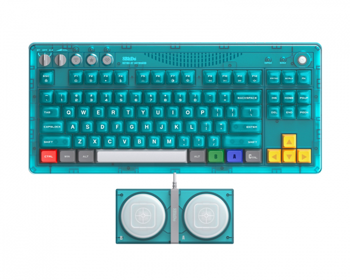 8Bitdo Retro Mechanical Keyboard - Trådløst Tastatur ANSI - Clear Blue