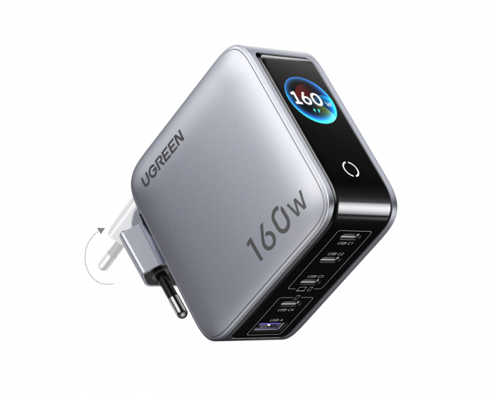 UGREEN Nexode 5-ports Pro Oplader med Smart Display 160W