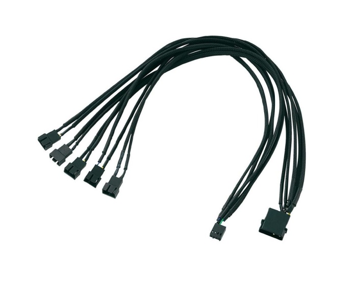 AKASA Forgreningskabel til 4-pins - 1 Molex til 5 PWM 9 - Sort