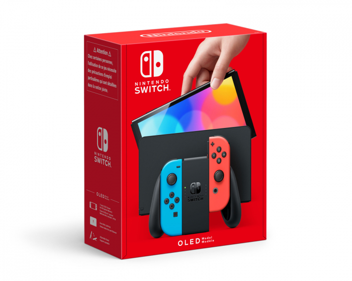 Nintendo Switch Konsol OLED - Neon Rød & Blå (DEMO)
