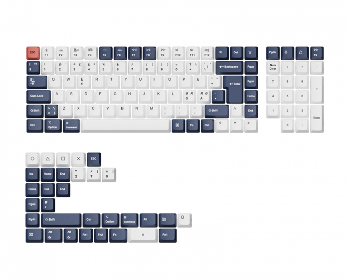 Keychron OEM Dye-Sub PBT Keycap Set - Bluish Black White Full Set Nordic (DEMO)