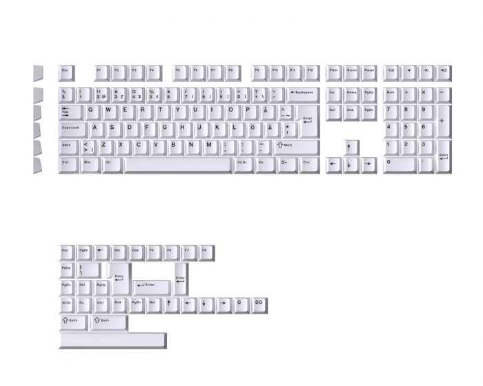 MaxCustom Essential BoW Cherry Double-Shot PBT Keycaps Nordic - White (DEMO)