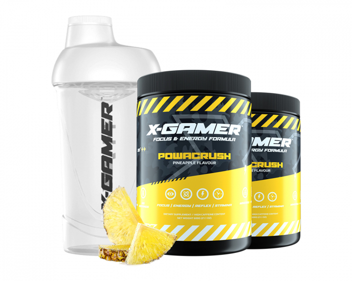 X-Gamer 2 x 600g X-Tubz Powacrush - 60 Portioner + Shaker