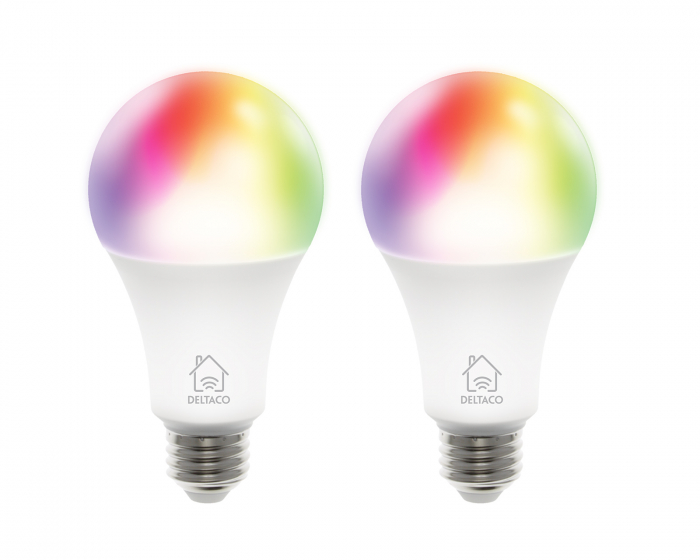 Deltaco Smart Home 2x RGB LED Lampe E27 WiFi 9W