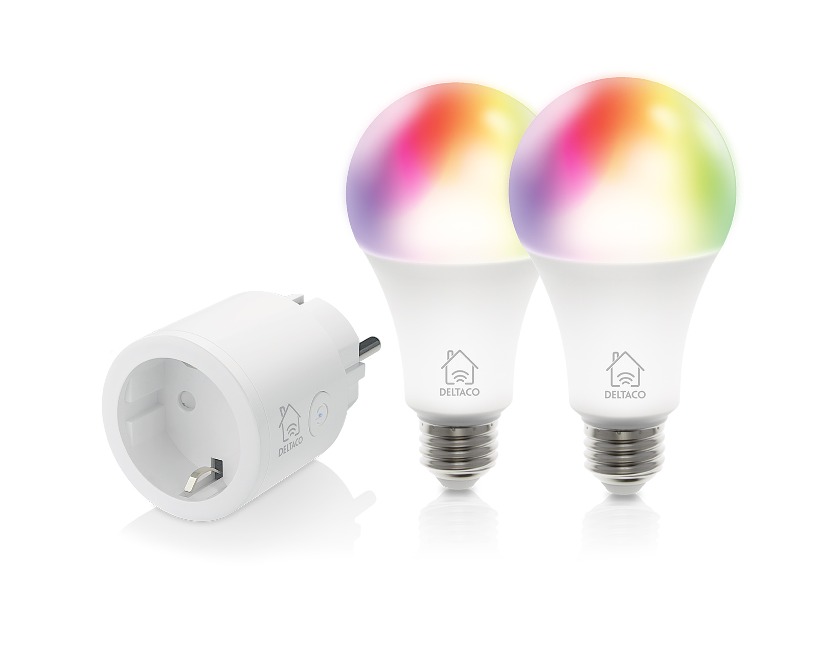 Overskæg vedholdende Vægt Deltaco Smart Home Starterkit, 2x RGB LED Lampe E27 + 1 Smart Plug -  MaxGaming.dk