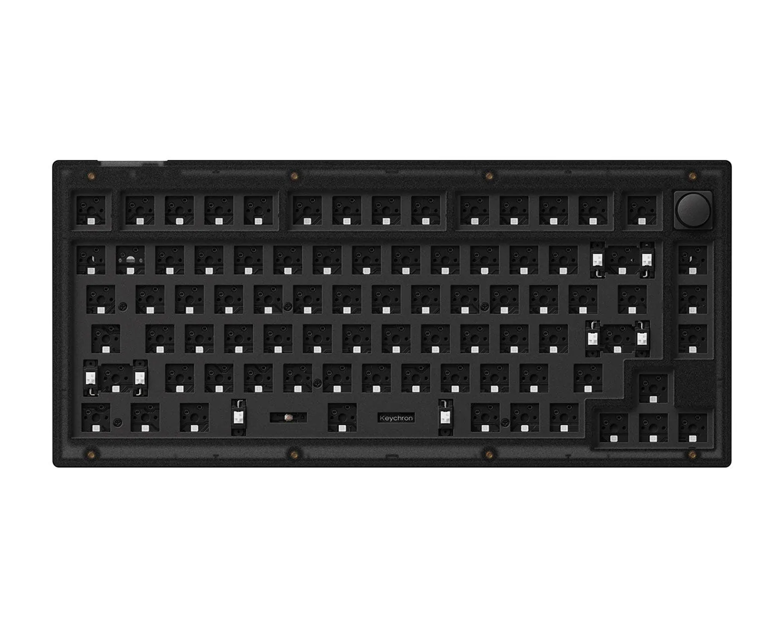 melodramatiske kasket utilfredsstillende Keychron V1 QMK 75% ISO Barebone Knob Version RGB Hot-Swap - Frosted Black  - MaxGaming.dk