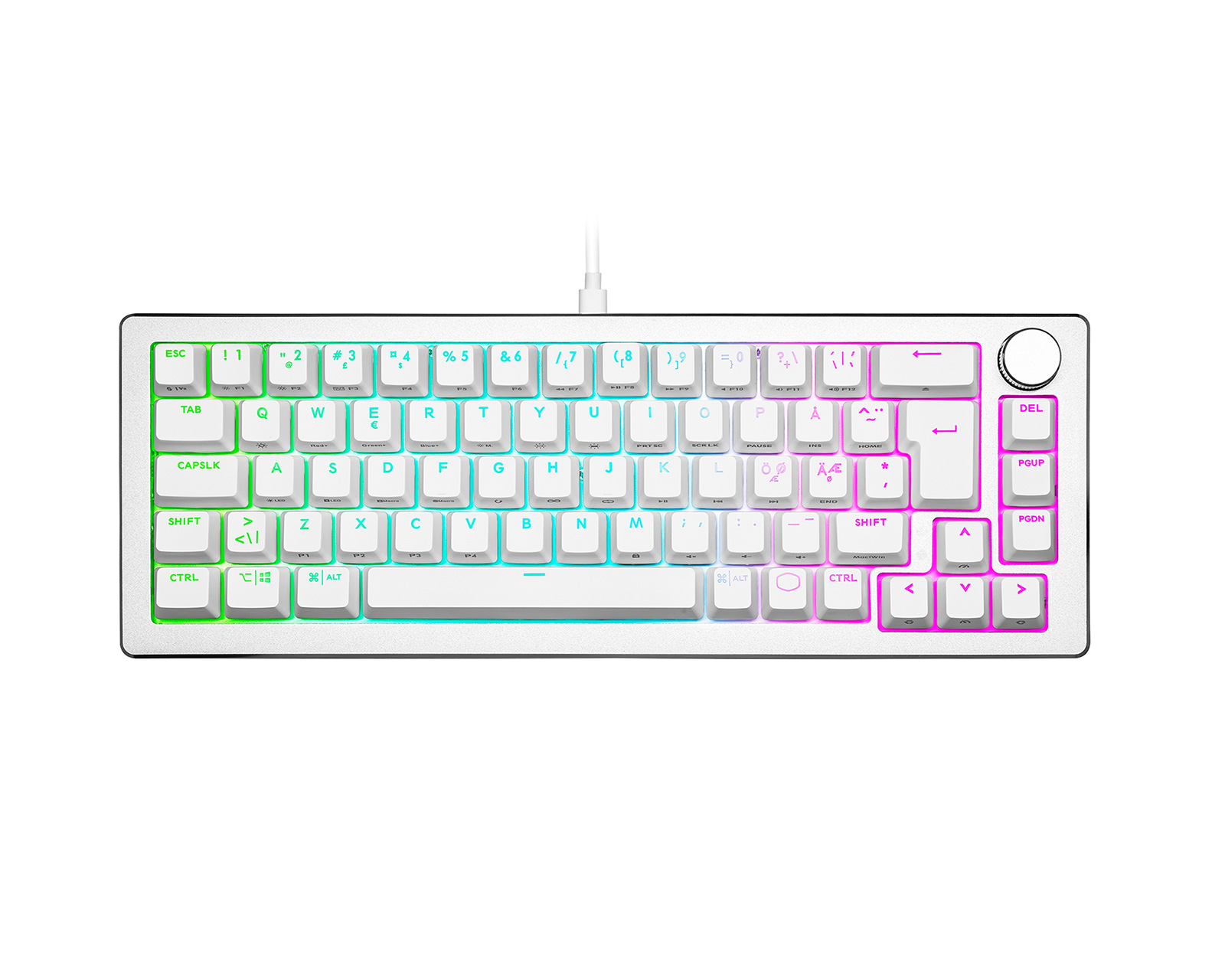 Cooler Master CK720 65% Hot-Swappable Gaming Tastatur [Kailh White Silver White MaxGaming.dk