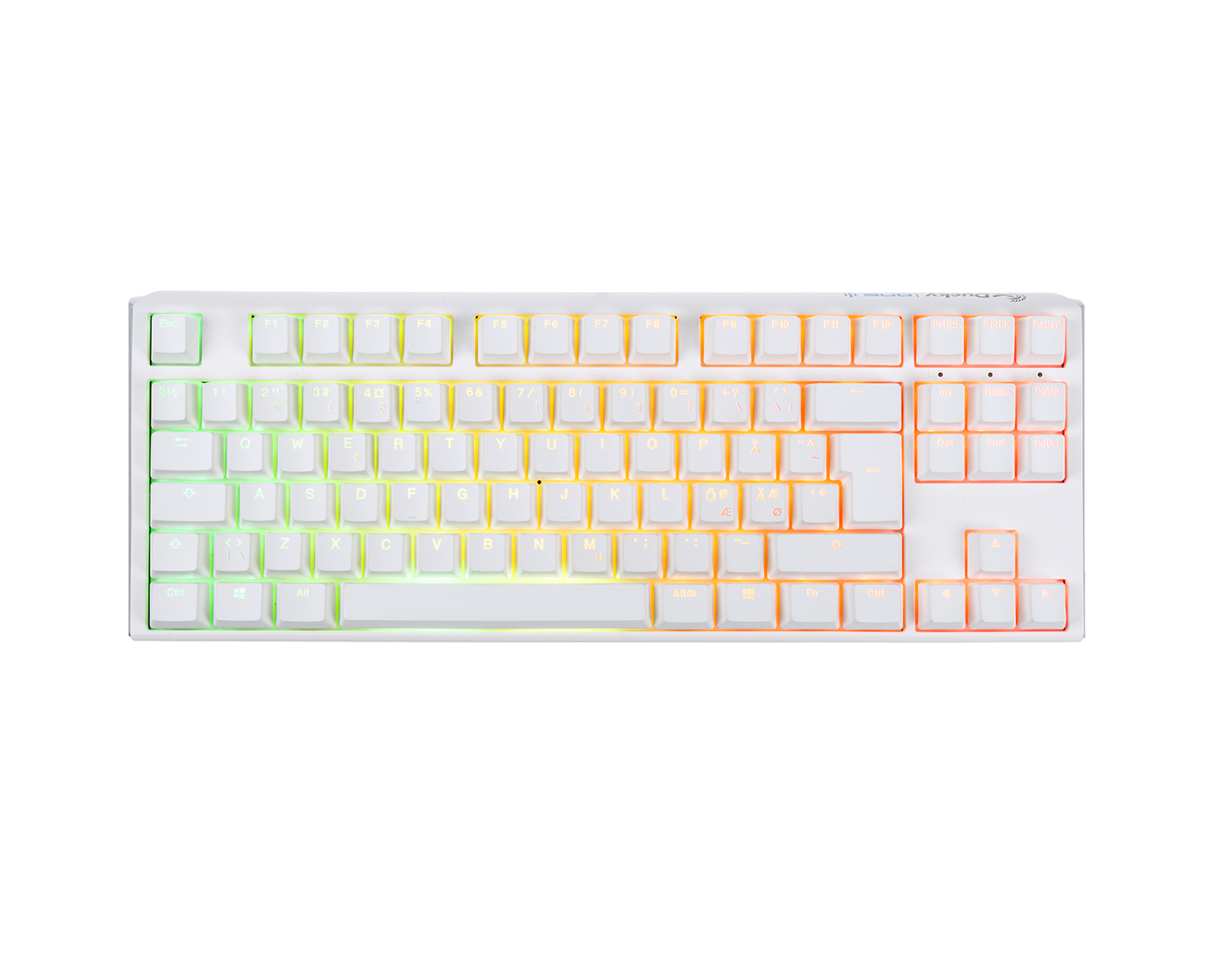 Ducky 3 TKL Pure White RGB Hotswap Tastatur [MX Silent Red] - MaxGaming.dk