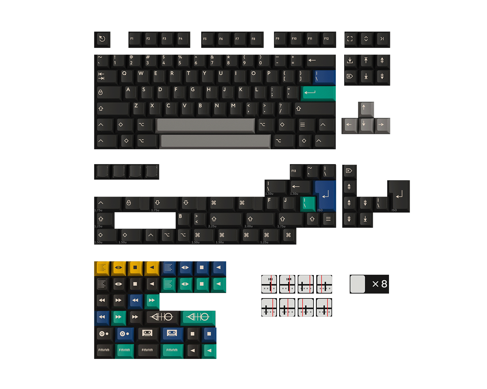 KBDfans PBTfans Tape & Radio - Black Base kit - MaxGaming.dk