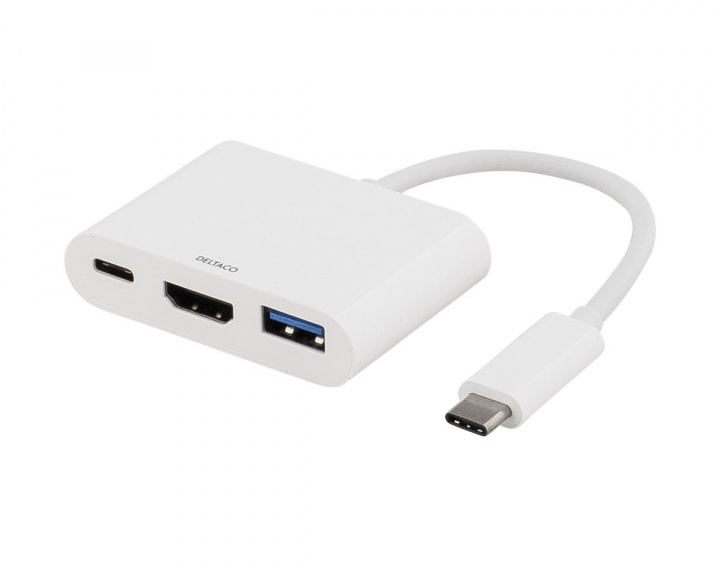 Deltaco USB-C til Multiadapter Hvid