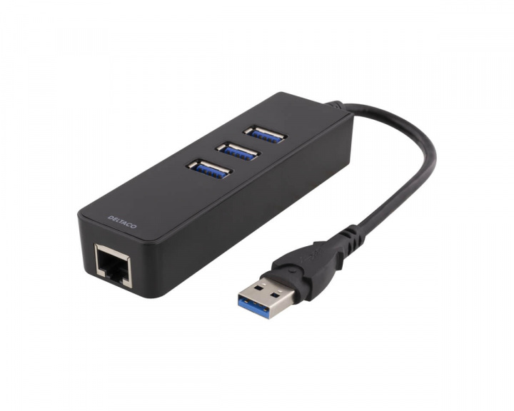 Deltaco USB-C til 4x USB 3.0 Type-A og 1x LAN Gigabit Ethernet port