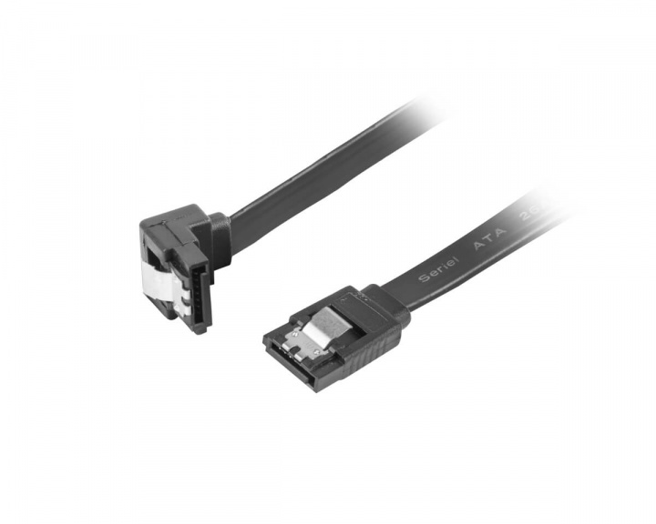 Lanberg SATA 3 Vinkled Kabel med Låse 6GB/S 50cm Sort