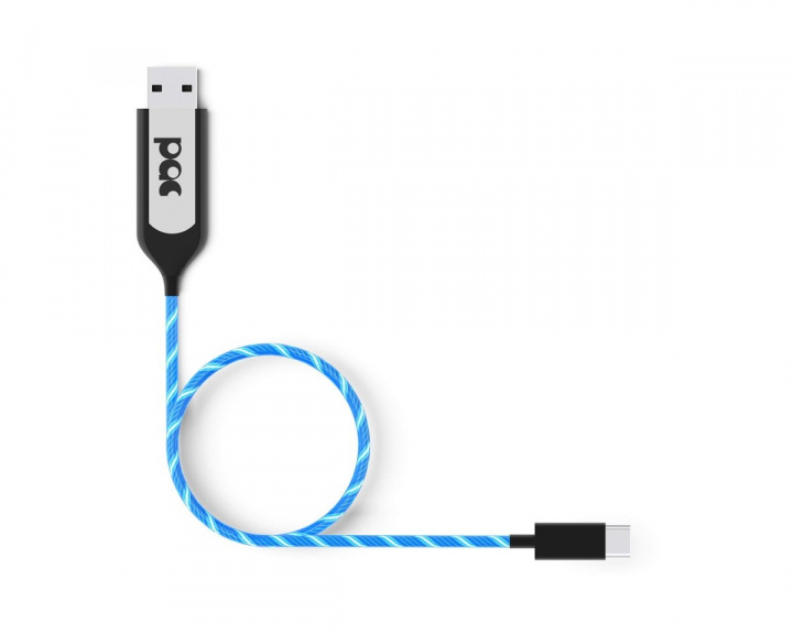 PAC Opladningskabel USB-C 1m Blå LED belyst
