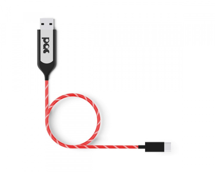 PAC Opladningskabel USB-C 1m Rød LED belyst