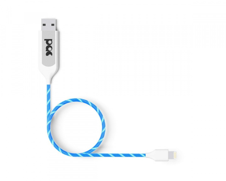 PAC Opladningskabel Lightning 1m Blå LED belyst kabel
