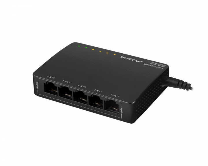 Lanberg Netværksswitch 5-portar 1000 Mbps (POE Extender, 30W/Port, Max 60W)