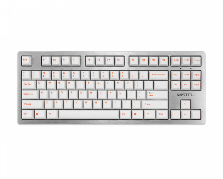 Mistel 119 key PBT Dye Sublimated OEM Keycaps - White/Orange - ANSI