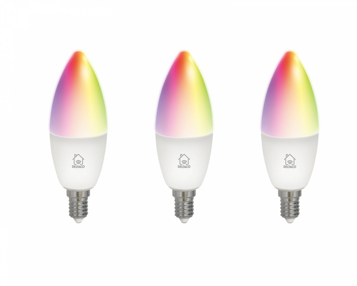 Deltaco Smart Home 3-pakke RGB LED Lampe E14 Wi-Fi