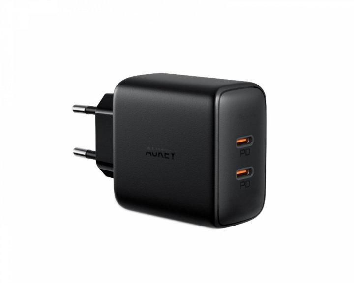 Aukey Wall Charger PA-R1S,  2x USB-C, 20 W - Sort Vægoplader