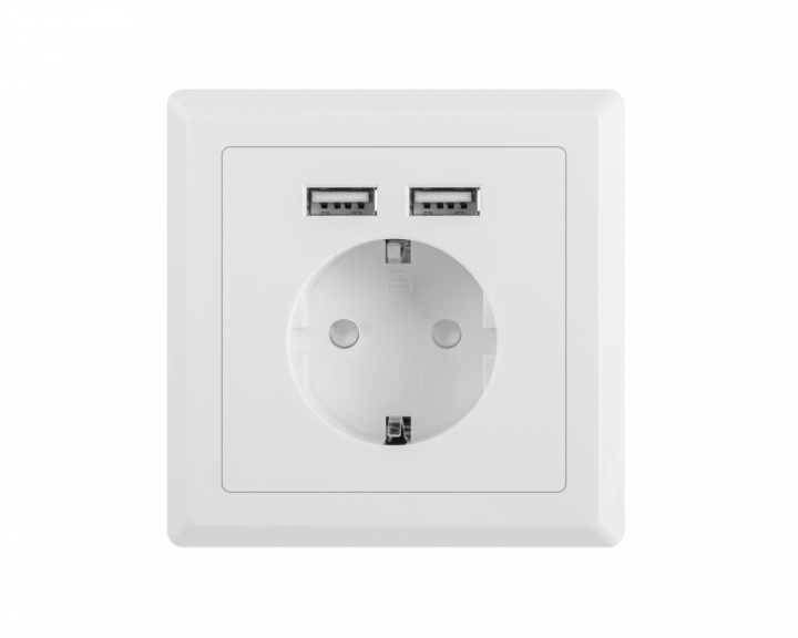 Lanberg AC Stikkontakt med 2 USB Porte - Hvid