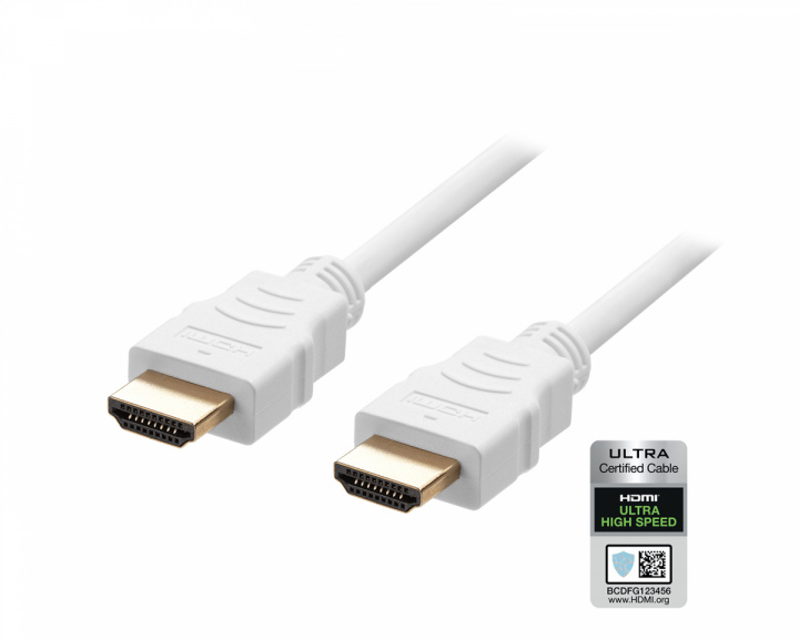 Deltaco Ultra High Speed HDMI-kabel 2.1 - Hvid - 1m