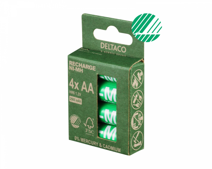 Deltaco Genopladelig AA-batterier, 1000mAh, 4-pack