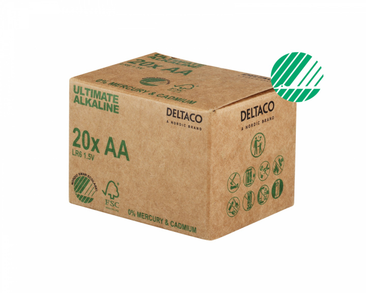 Deltaco Ultimate Alkaline AA-batteri, 20-pack (Bulk)
