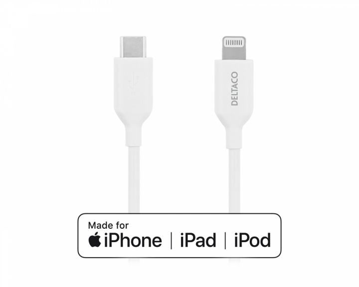 Deltaco USB-C til Lightning MFi - Ladekabel 1m - Hvid