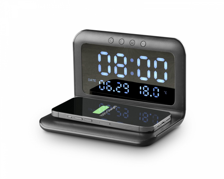 Cellularline Smart Clock - Digital Vækkeur med Trådløs Opladning