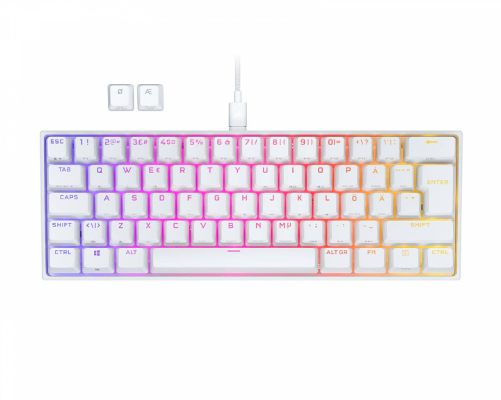 Corsair K65 RGB PBT Gaming Tastatur [MX Red] - Hvid