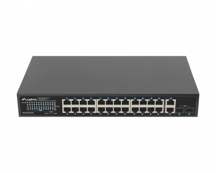 Lanberg Netværksswitch 24-portar, 1GB POE+/2X GB 2X SFP RACK 19” Gigabit Ethernet 360W