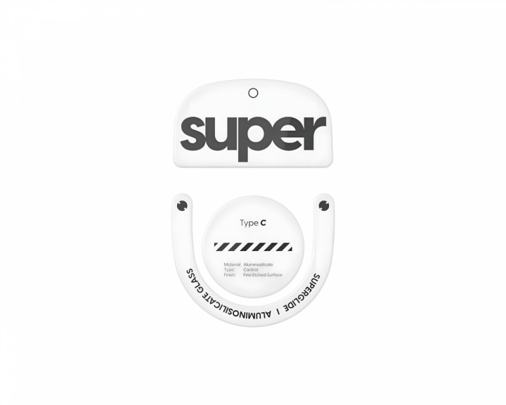 Superglide Type‑C Version 2 Glas Skates Logitech Superlight 2 / X2 Superstrike – Hvid