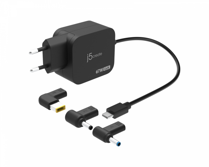 j5create 67W GaN PD USB-C, minioplader med 4.5 mm DC - Konverter