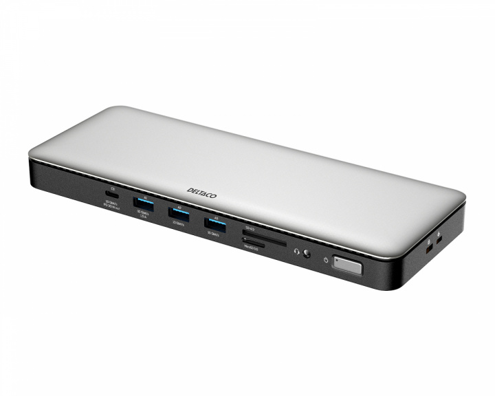 Deltaco USB-C Dockningsstation med 15 Porte - Grå