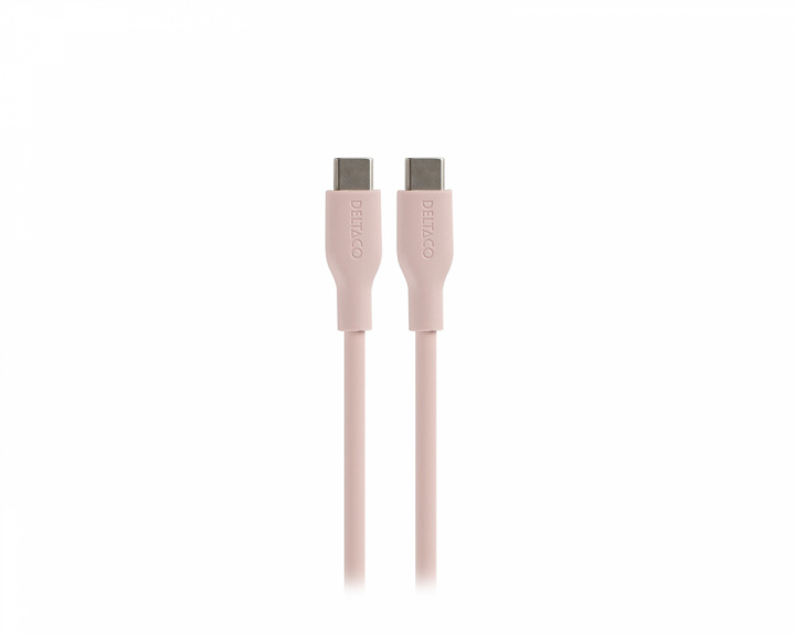 Deltaco USB-C Ladekabel 60W Silikone - Lyserød - 1,5m