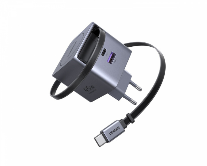 UGREEN 45W GaN Hurtigoplader med Utrækkelig Kabel