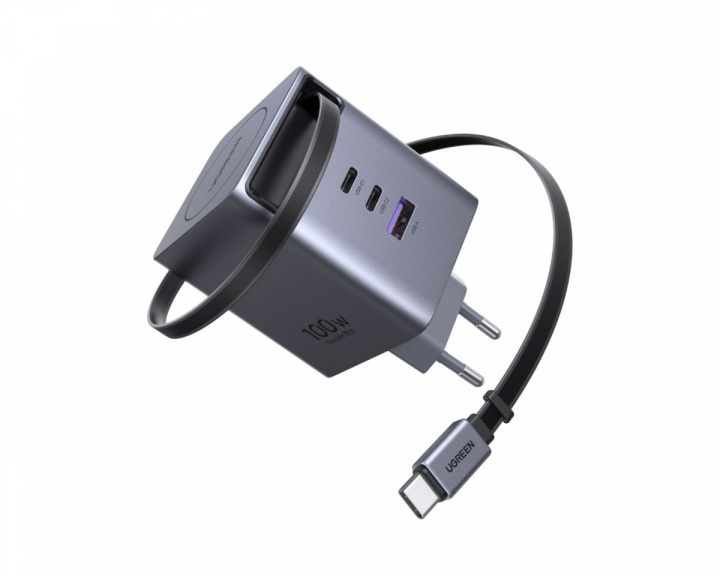 UGREEN 100W GaN Hurtigoplader med Udtrækkelig Kabel