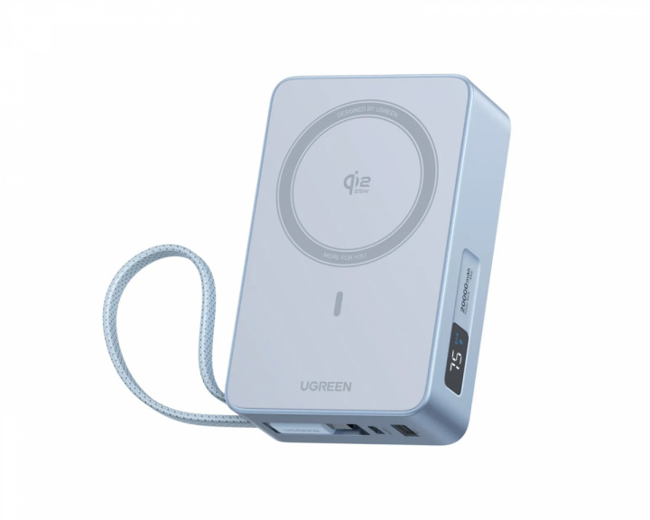 UGREEN MagFlow Qi2.2 25W 20000mAh Power Bank med Utrækkelig Kabel